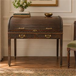 Late 18th century George III mahogany Chippendale design cylindrical roll-top desk carved ...
