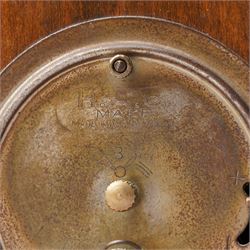 Arts and Crafts planished pewter mantel clock, possibly Tudric for Liberty & Co, with inlaid blue enamel in the form of two leaves, apparently unmarked, 11.5cm 