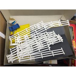 Tri-ang - quantity of '00' gauge model railway and Minic Motorways slot-racing items including Class B12 4-6-0 locomotive No.61572; boxed; seven goods wagons in five boxes; R576 Tunnel and Island Platform Set; both boxed; quantity of track and power unit; four Minic Cars and two controllers; boxed Customs Barrier and Frontier Post Set; railway car transporter and car loading ramp; quantity of track and trackside accessories; and boxed Car-Play Filling Station Set