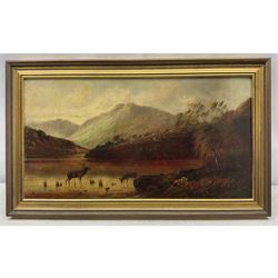 William James Smith Crampton (British 1855-1935): Highland Stag, oil on board signed 24cm x 46cm 