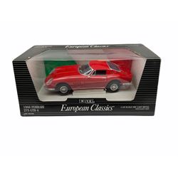 Three 1:18th scale die-cast models - Sun Star European Collectibles1966 Lotus Elan S3; ERTL European Classics 1966 Ferrari 275 GTB 4; and Chrono 1997 Lotus Elise GT1 