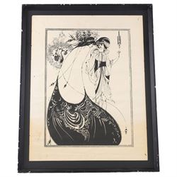 After Aubrey Beardsley (British 1872-1898): The Peacock Skirt, monochrome lithographic pos...