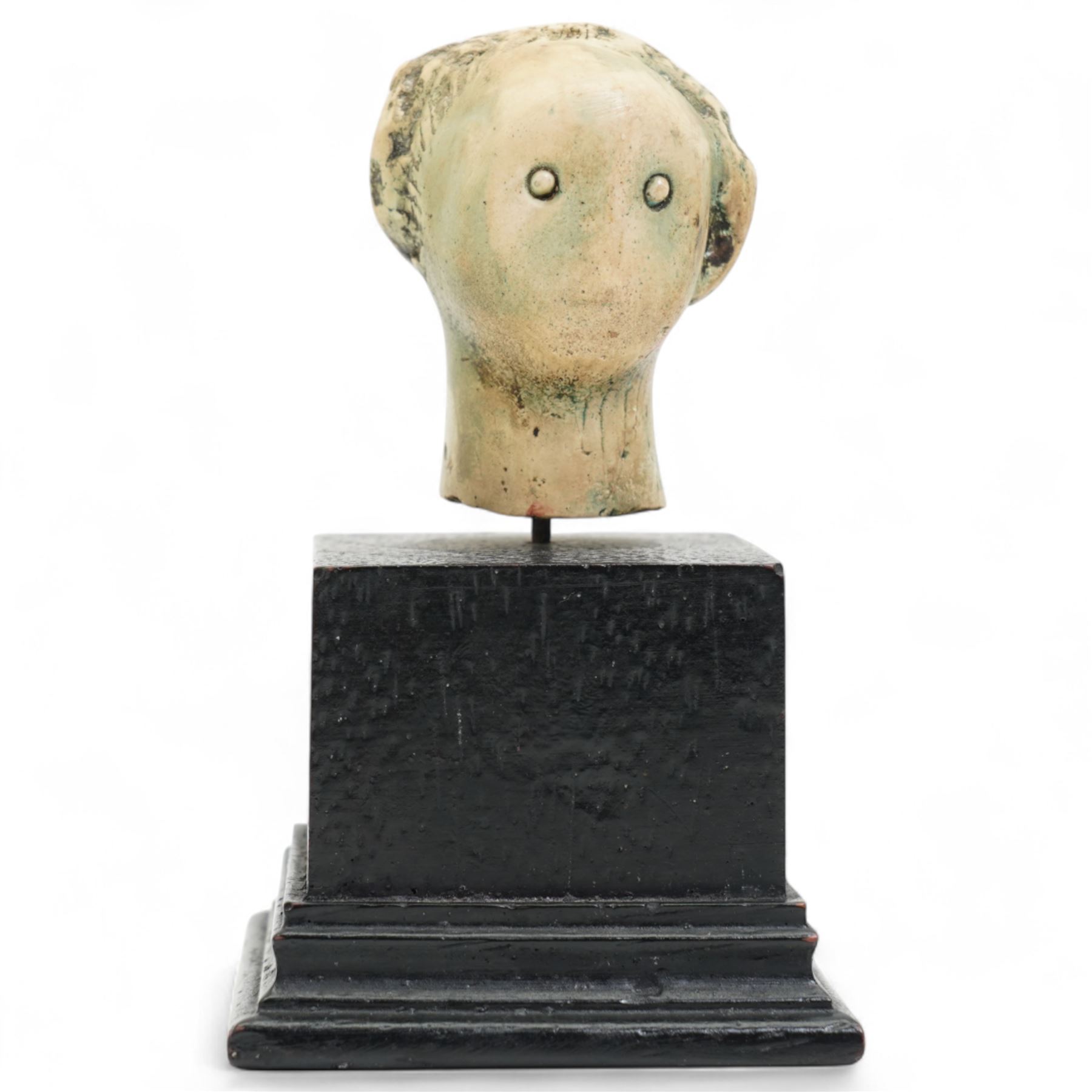After Henry Moore (British 1898-1986): 'Head', plaster maquette sculpture, base marked with affixed catalogue label inscribed 'Head: 1957 Archive 0052852', W6.5cm H11cm
