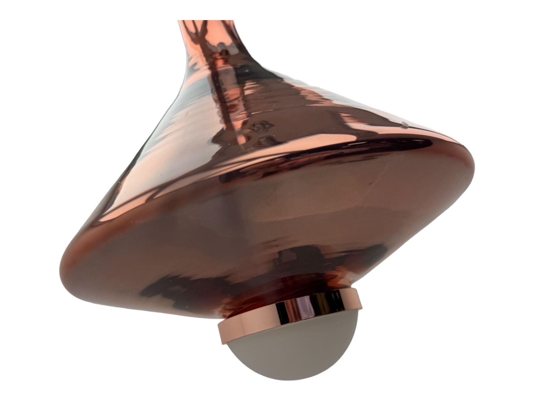 Collection of vintage and modern light fixtures, including copper pendant light, brass five-arm chandelier, hanging lantern and two small chandeliers with hanging faceted droplets (6)