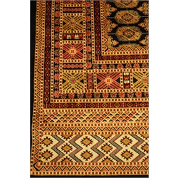  Persian Bokhara design blue ground rug carpet/wall hanging. 280cm x 200cm  