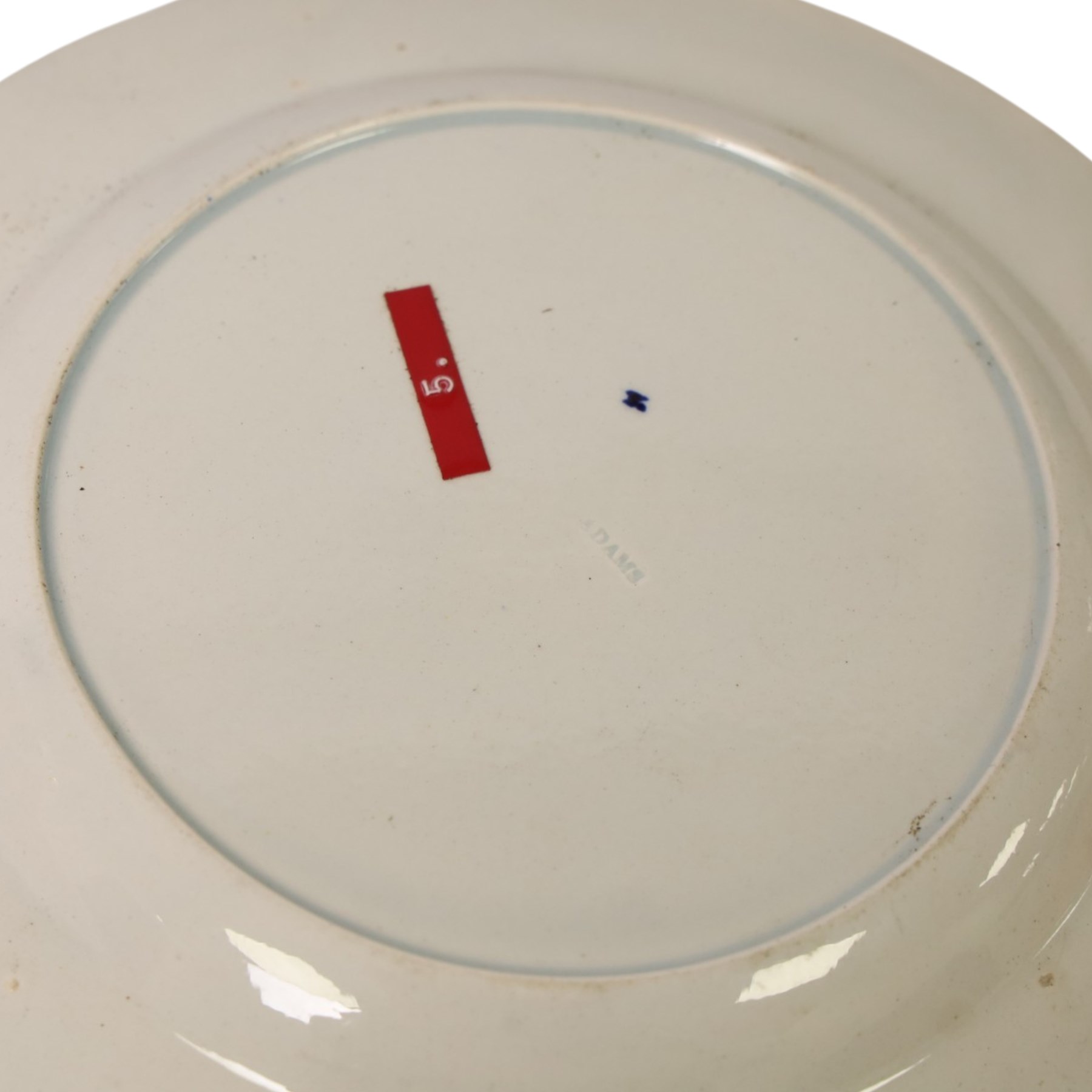 Early 19th Century Spode Caramanian series serving dish, printed in blue and white with the Triumphal Arch at Tripoli in Barbary, reserved within a running border of Indian sporting animals, together with Rogers Camel pattern platter and plate, Adams Lions plate and Davenport platter, largest platter L43cm 