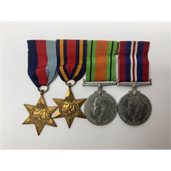 Collection of WW2 and police medals c.1933-1955, awarded to Eric Drinkwater comprising 1939-45 War Medal, Defence Medal, 1939-45 Star and Burma Star, on wearing bar; 1918-62 General Service Medal with Cyprus clasp to P.S. E.G. Drinkwater; boxed; Police Long Service and Good Conduct Medal to Const. Eric C. Drinkwater; cased; Royal Life Saving Society bronze medal to E.C. Drinkwater July 1933; boxed; and George V 1937 coronation medallion; boxed.