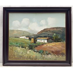 Llopis (Portuguese Contemporary): View Towards the Farm, oil on canvas signed  45cm x 54cm 