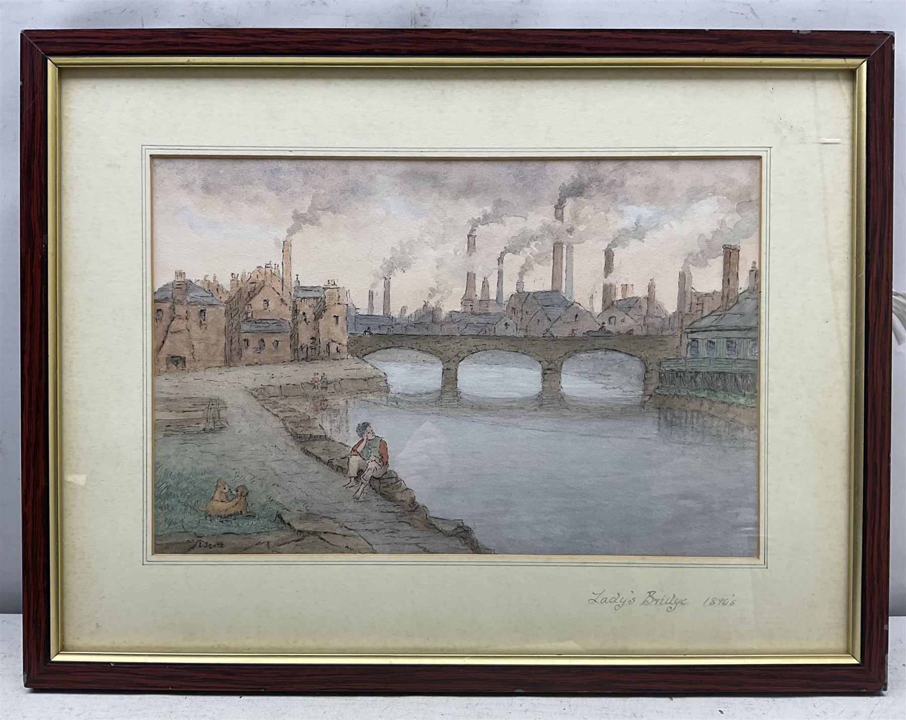 Laurence Scott (British fl. 1883-1898): 'Sheffield from Station Approach' and 'Lady's Bridge - 1890's', pair watercolours signed, titled on mount and labelled with artist note verso 21cm x 31cm; R J Swan (British 19th/20th Century): View Towards a Lighthouse, watercolour signed and dated 1938, 23cm x 34cm (2)