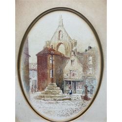 John Wynne Williams (British fl.1900-1920): 'Micklegate - York' and 'The Market Place - Howden', pair oval watercolours signed 23cm x 16cm (2)