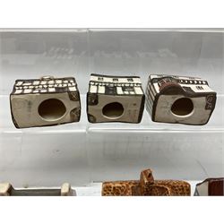 Twenty studio pottery figures of houses and cottages, comprising seventeen Mudlen End Studio Felsham Suffolk examples and two John Putman's Heritage Houses examples