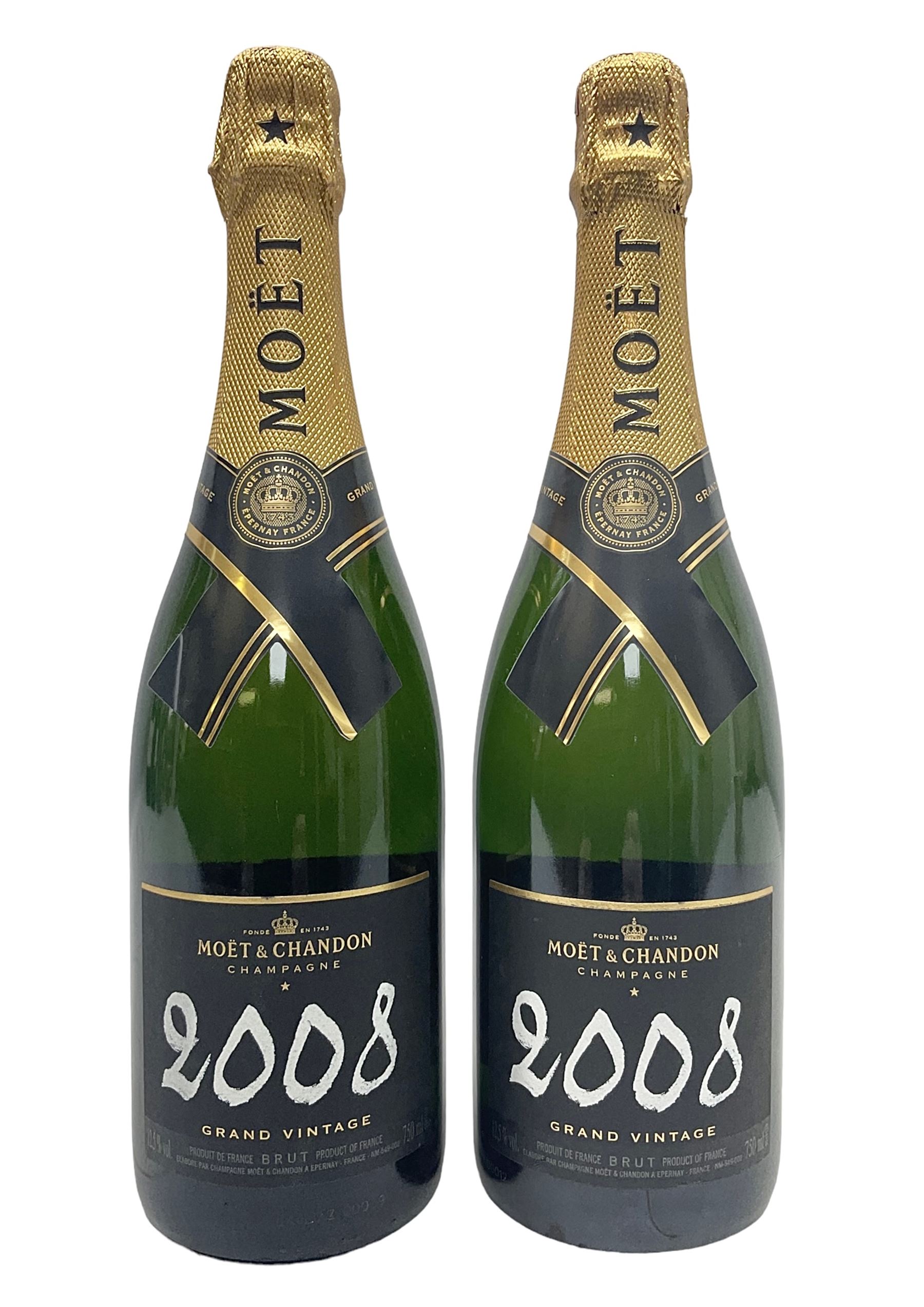 Moet & Chandon, 2008, grand vintage champagne, 750ml, 12.5%, two bottles
