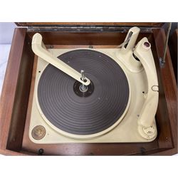 Three 1950s Pye Black Box Hi-Fi gramophones in mahogany cases, to include two examples with BSR Monarch turntable decks, W43cm D35cm H28.5cm