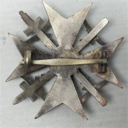 German Spanish Cross with silvered finish; stamped verso L/12; probably a post-WW2 copy