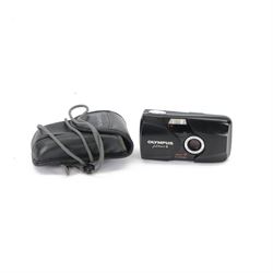 Olympus MJU II all weather 35mm compact camera serial no. 5106886, in soft shell case