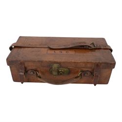 Leather six division shotgun cartridge box with the label of James Woodward, London W47cm