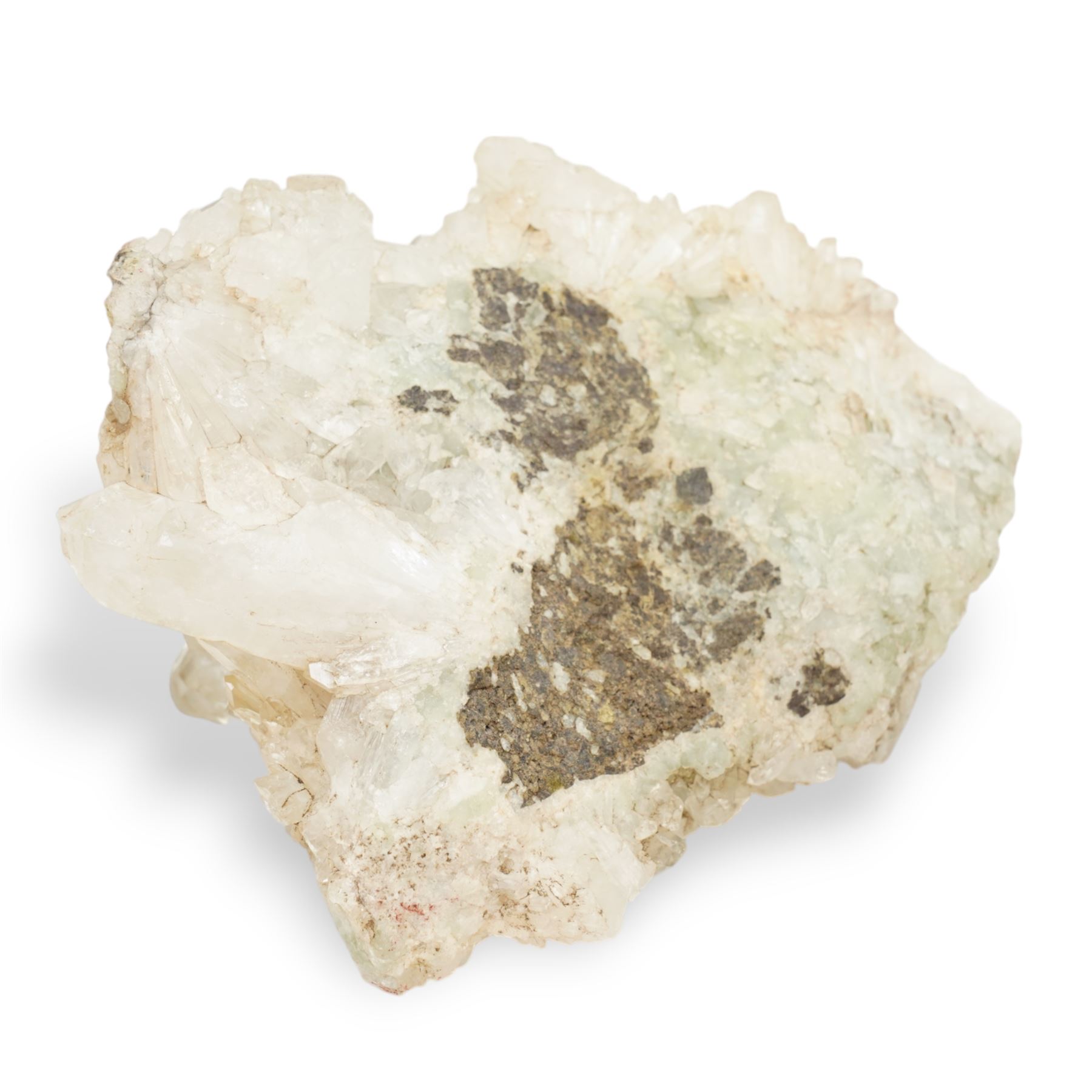 Two amethyst geode clusters, with white and purple crystalline formations, purple formation W18cm (2)