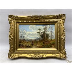 William Manners (British 1860-1930): Figures on a Country Path, oil on panel signed and dated 1906, 20cm x 30cm 