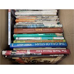 Two boxes of railway books, to include West Country Railway History, Linton and Barnstable Railway,  The King's Cross Story, Railway Photographer etc