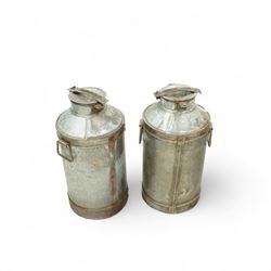 Pair of vintage galvanised milk churns H65cm