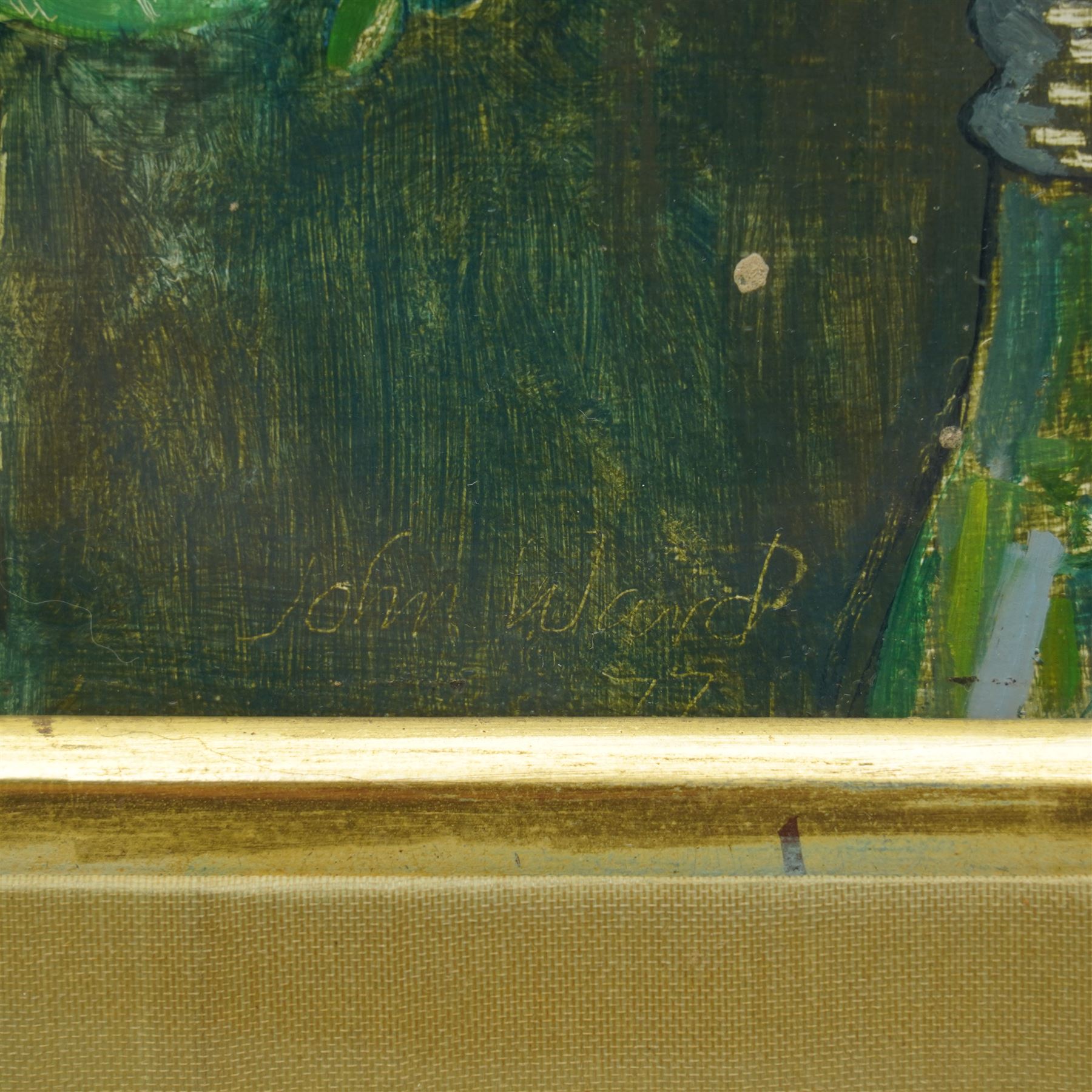 John Stanton Ward (British 1917-2001): Still Life of 'Dog Row and Daisies', oil on board signed and dated '77, exhibition label verso, together with a letter from John Ward 25cm x 30cm