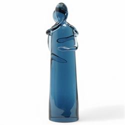 Murano glass figurine, modelled as an embracing couple in blue, indistinctly signed 'Mario -' to base and dated 2008, H43.5cm 