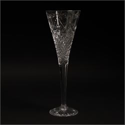  Suite of Stuart crystal Beaconsfield pattern table glass, comprising 6 claret glasses, 6 white wine glasses, 6 dessert wine glasses, 6 brandy balloons, 6 champagne flutes, and 8 whisky tumblers