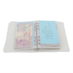 Collection of Bank of England notes, comprising Page twenty pound (2), Somerset twenty pound (2), Gill twenty pound (2), Kentfield twenty pound (3), Lowther twenty pound (4), Bailey twenty pound (9), Salmon twenty pound (7), Cleland twenty pound (7), John twenty pound (2), Kentfield fifty pound (4), Lowther fifty pound (1), Bailey fifty pound (2), Salmon fifty pound (3), and Cleland fifty pound (3), many uncirculated, housed in ring binder folder, total face value 1410 GBP