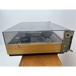 Thorens TD 126 MKII turntable record deck with SME tonearm, within teak case, together with a pair of Mordaunt-Short MS235 speakers, speakers H53cm