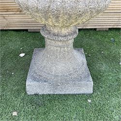Pair of large cast stone garden urns, D60, H75 - THIS LOT IS TO BE COLLECTED BY APPOINTMENT FROM DUGGLEBY STORAGE, GREAT HILL, EASTFIELD, SCARBOROUGH, YO11 3TX