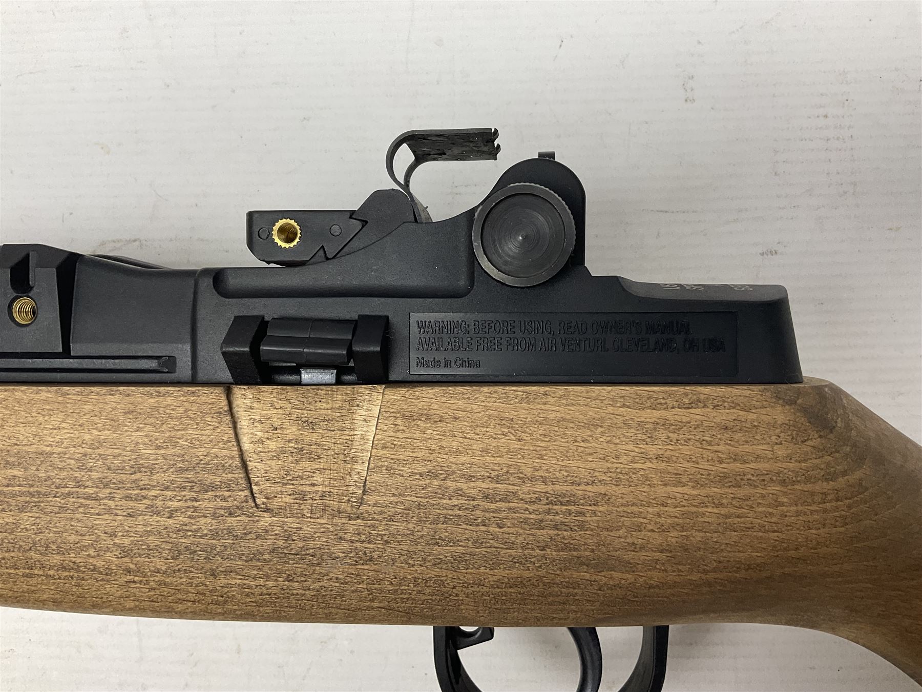 Springfield Armory M1A .22 cal. air rifle with under-lever action and wooden stock; serial no.6300, L116cm overall; in original cardboard box  NB: AGE RESTRICTIONS APPLY TO THE PURCHASE OF AIR WEAPONS.