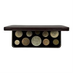 Three George III 1797 cartwheel twopence coins, Queen Elizabeth II 1953 ten coin set and three Great Britain and Norther Ireland 1970 proof coin sets