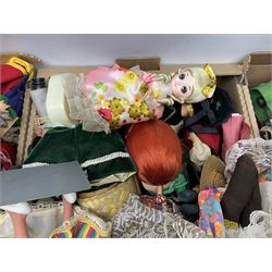 Collection of approximately 150 various dolls of the world, to include French, Swiss and Italian examples, in five boxes