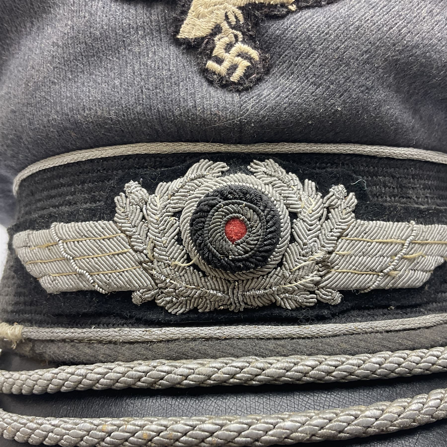 WW2 German Luftwaffe Officer's visor cap with cloth badges
