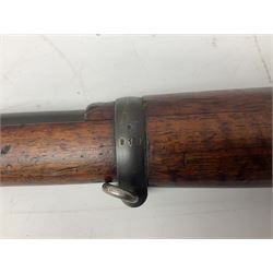 Early 20c Swedish 6.5mm bolt-action service rifle inscribed Carl Gustafs Stads Gevarsfaktori 1904; with 74cm barrel and original Model 1896 knife bayonet with scabbard No.149918 L149cm overall. Deactivated to early specification so requires re-deactivation to modern standards SECTION 1 RFD ONLY