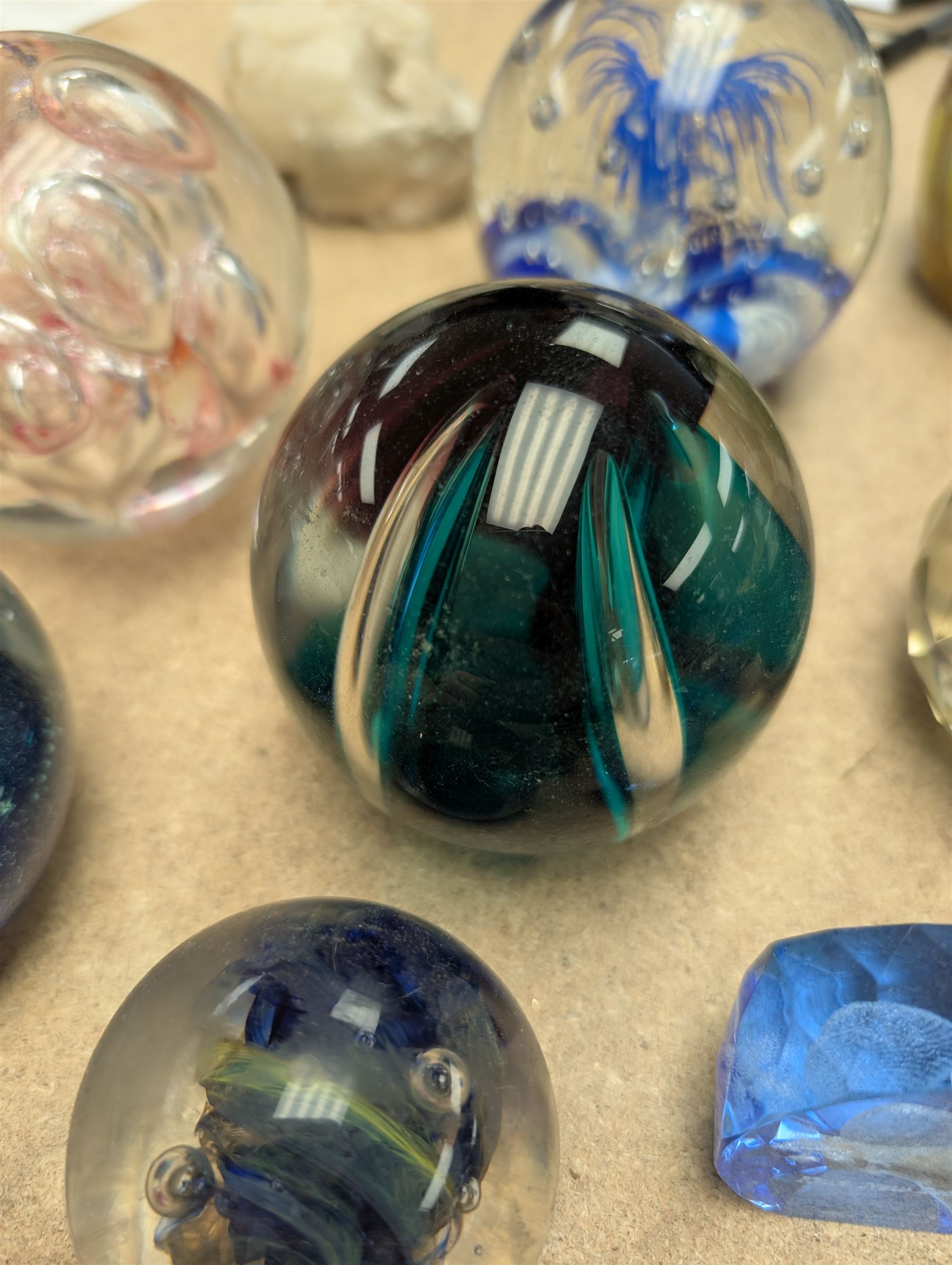 Collection of glass paperweights, including Caithness and Selkirk Glass