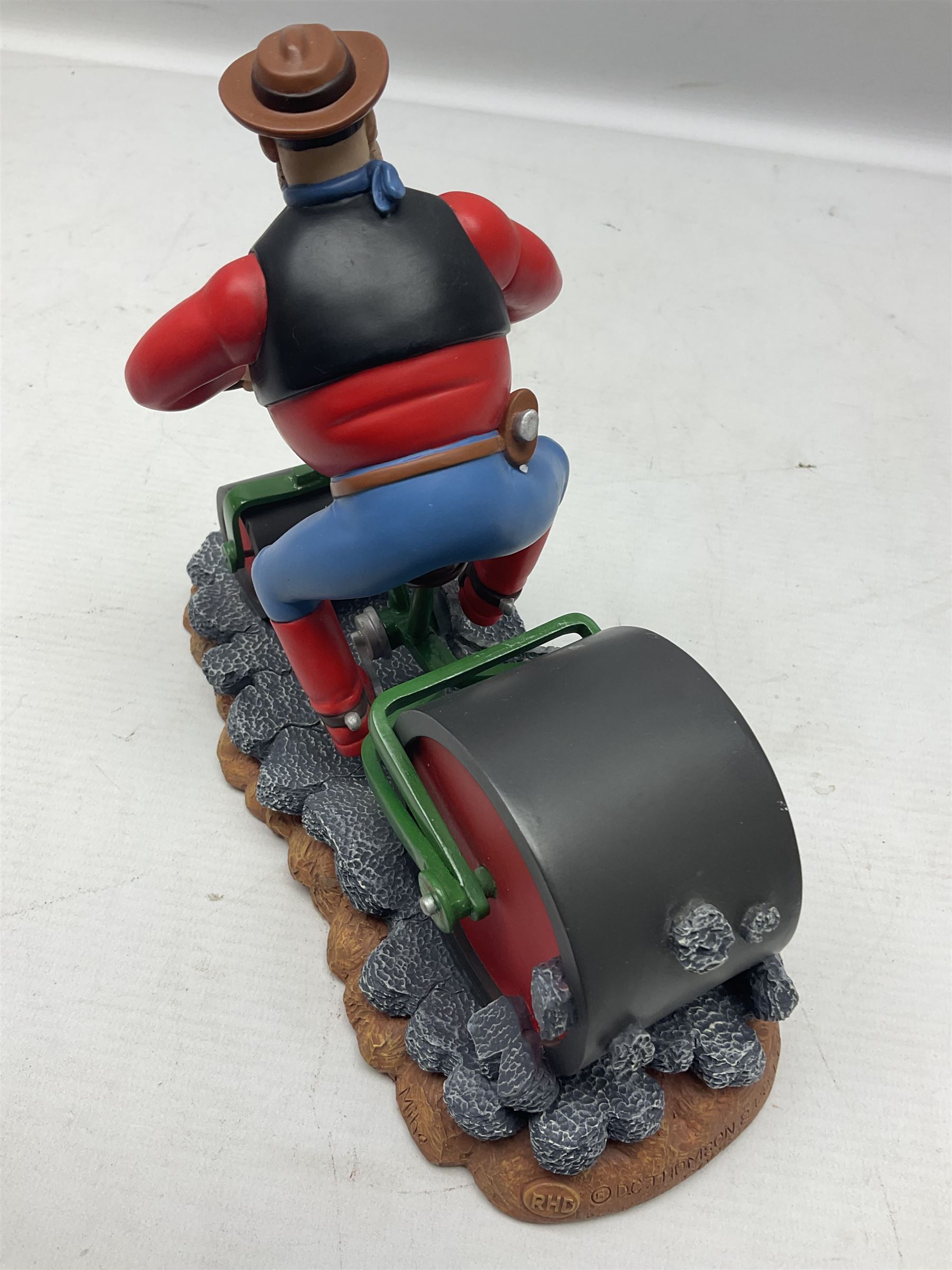 Ten Robert Harrop figures from the Beano Dandy collection, comprising Desperate Dan Keep on Rolling BDS10, Hank From The Three Bears BD37, Desperate Dan CBD15, Little Plum CBD23, 'Erbert CBD16, Fatty CBD08, Babyface Finlayson CBD06, Roger the Dodger CBD04, Beryl the Peril CBD17 and Collectors Plaque BDCP, all with boxes