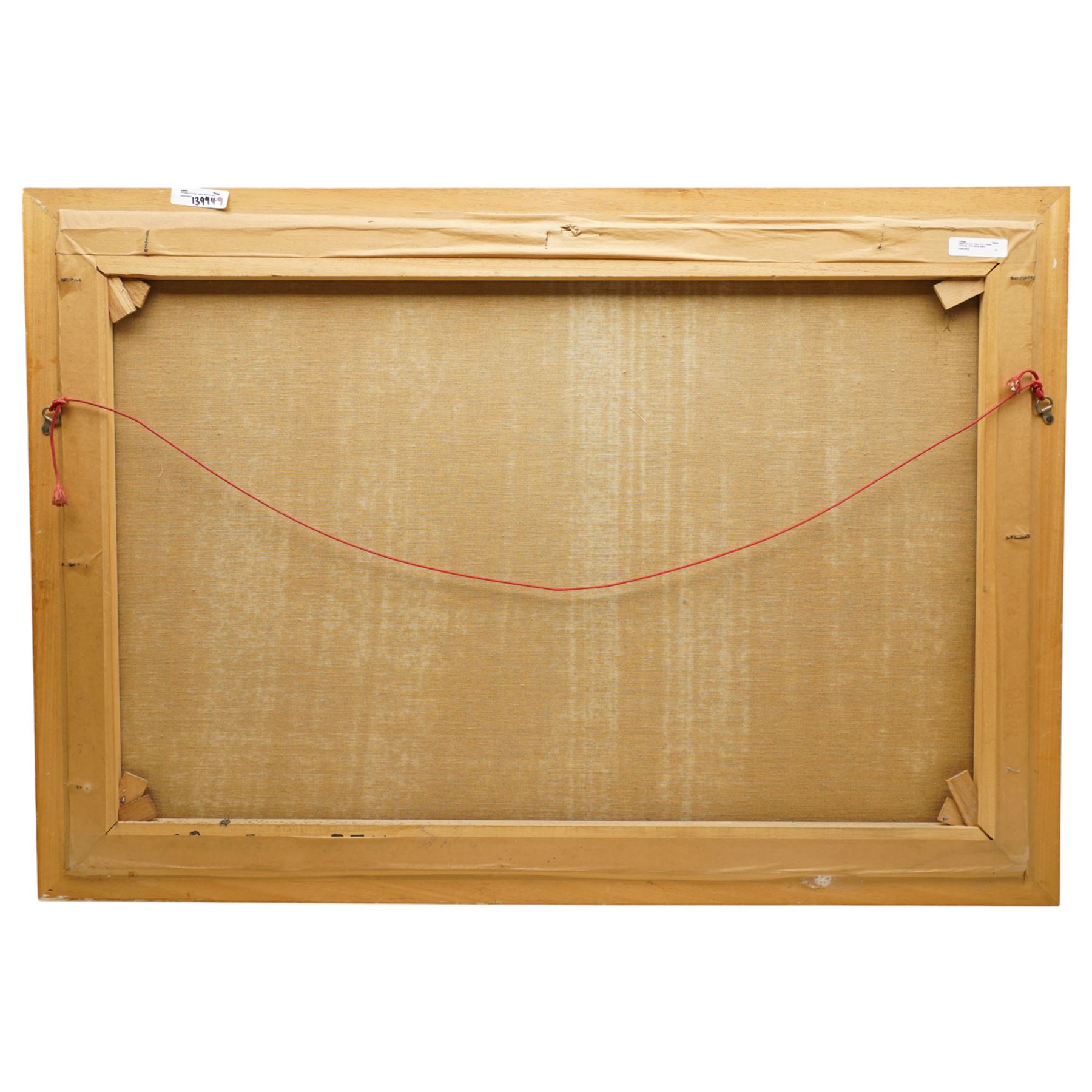 Stephan de Haan (Dutch 1914-): Winter Landscape - Figures Skating on a Frozen River, oil on canvas signed 60cm x 90cm