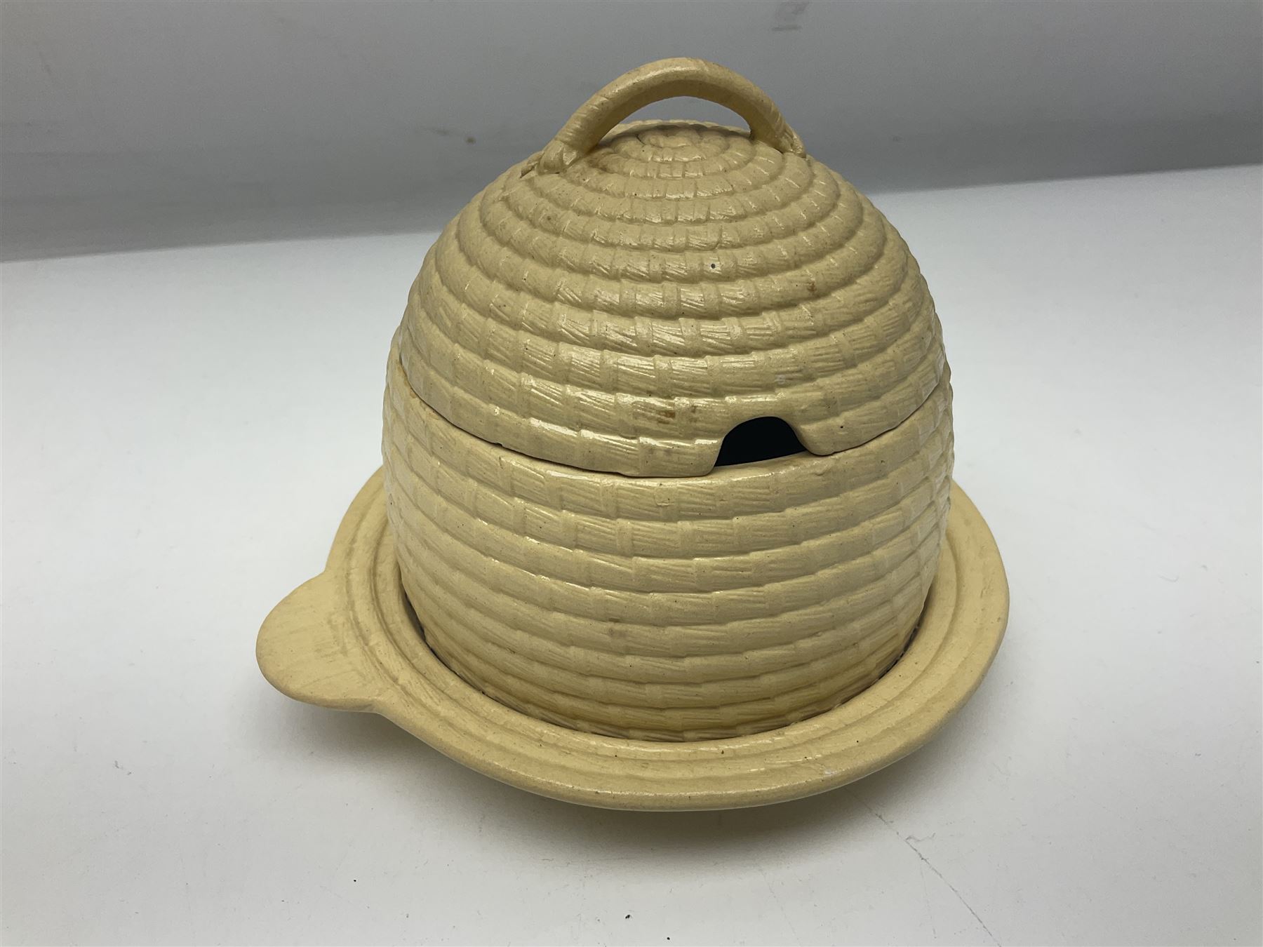  19th century Wedgwood drabware beehive honey pot, together with another similar example, Wedgwood H12cm 