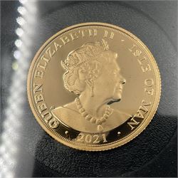 Queen Elizabeth II Isle of Man 2022 'Struck on Her Majesty Queen Elizabeth II's 95th Birthday' gold proof double sovereign coin, cased with certificate 