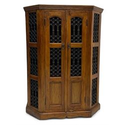 Hardwood and wrought iron cabinet, enclo