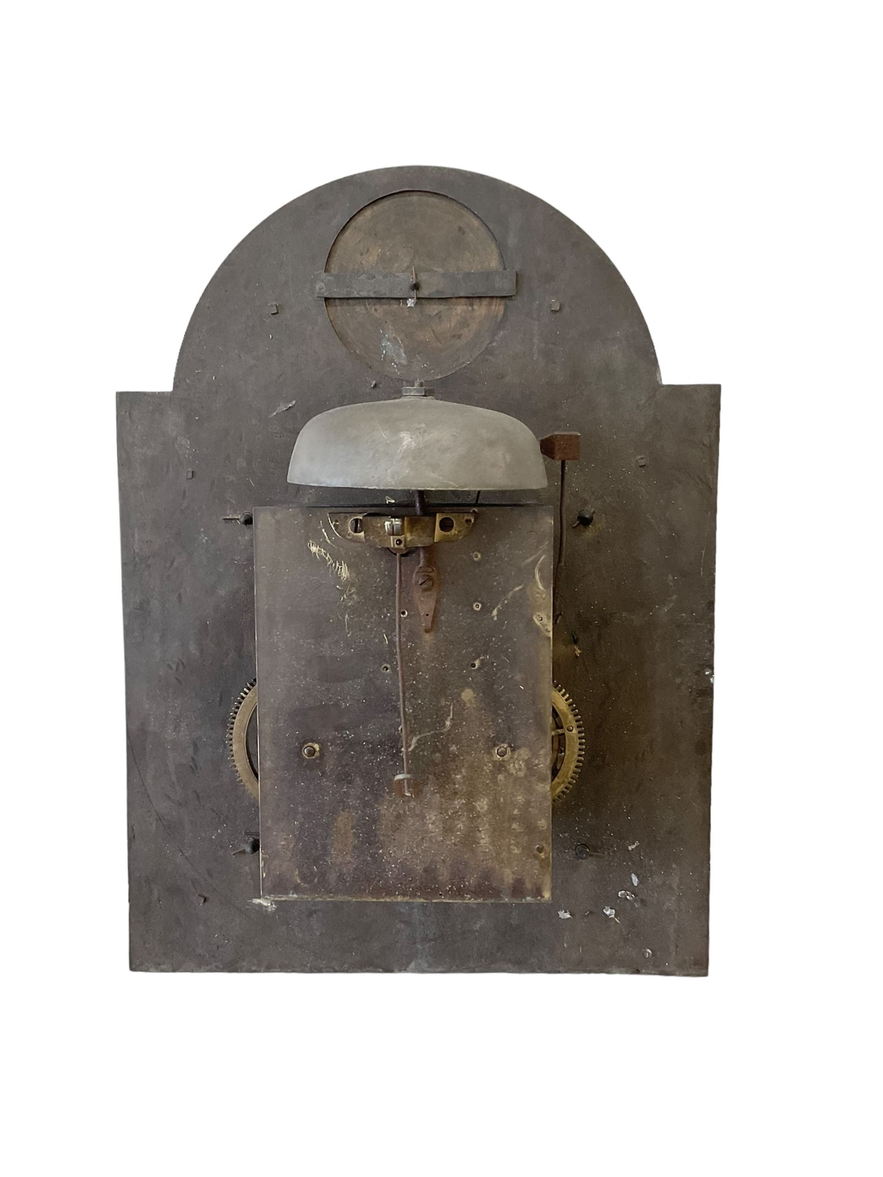 Late 18th century - 8-day longcase movement with a  12” x 16” brass dial signed Robert Clidsdale of Edinburgh, with original hands chapter ring and spandrels, with a rack strike and anchor escapement. No weights, key or pendulum.