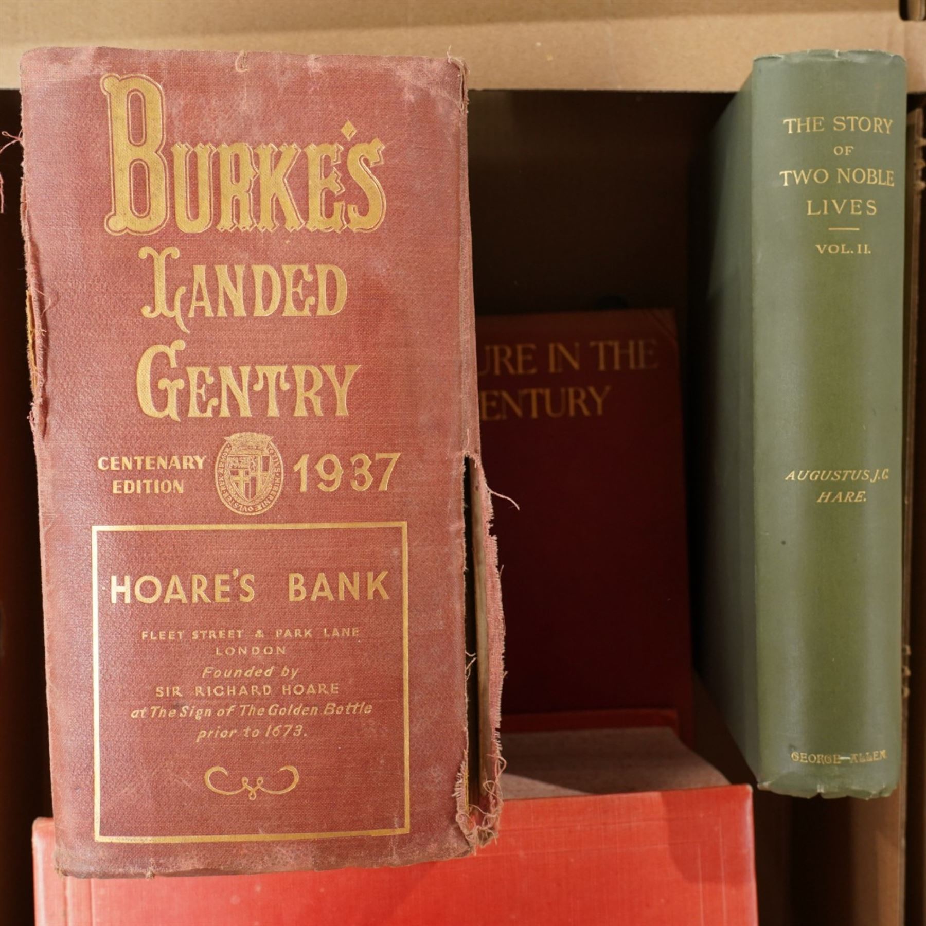 Society, Nobility and Peerage interest - Doyle, James E 'The Official Baronage of England' Vols. I, II and III, 'Debrett's Peerage Baronetage Knightage & Companionage' 1934, Burke's Peerage 1937 and 1952, Patson 'Social Caricature in the Eighteenth Century', 'John Leeche's Pictures of Life & Character' etc, contents in three boxes