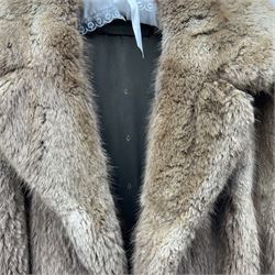 Ladies light brown three quarter length musquash fur coat