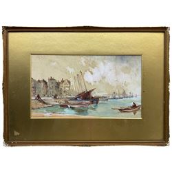 W Phillips (British 19th/20th century): Scarborough Harbour, watercolour signed and dated 1903, 20cm x 36cm