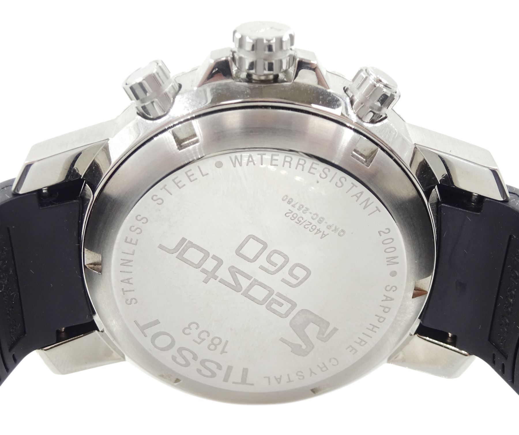 Tissot PRC 200 gentleman's stainless steel chronograph quartz wristwatch, Ref. T461, white dial with subsidiary seconds dial, on original stainless steel bracelet and a Tissot Seastar 660, chronograph quartz wristwatch, black dial with subsidiary seconds dial, on original rubber strap, with stainless steel clasp, both boxed