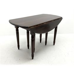 Oka Furniture - 'Petworth' French walnut extending drop leaf dining table with five additional leaves, on eight turned supports, H80cm, 135cm x 110cm (with drop leaves) - 310cm (fully extended)