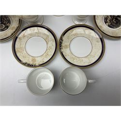 Wedgwood Cornucopia coffee service for six, comprising coffee pot, milk jug, twin handled covered sucrier, coffee cans and saucers