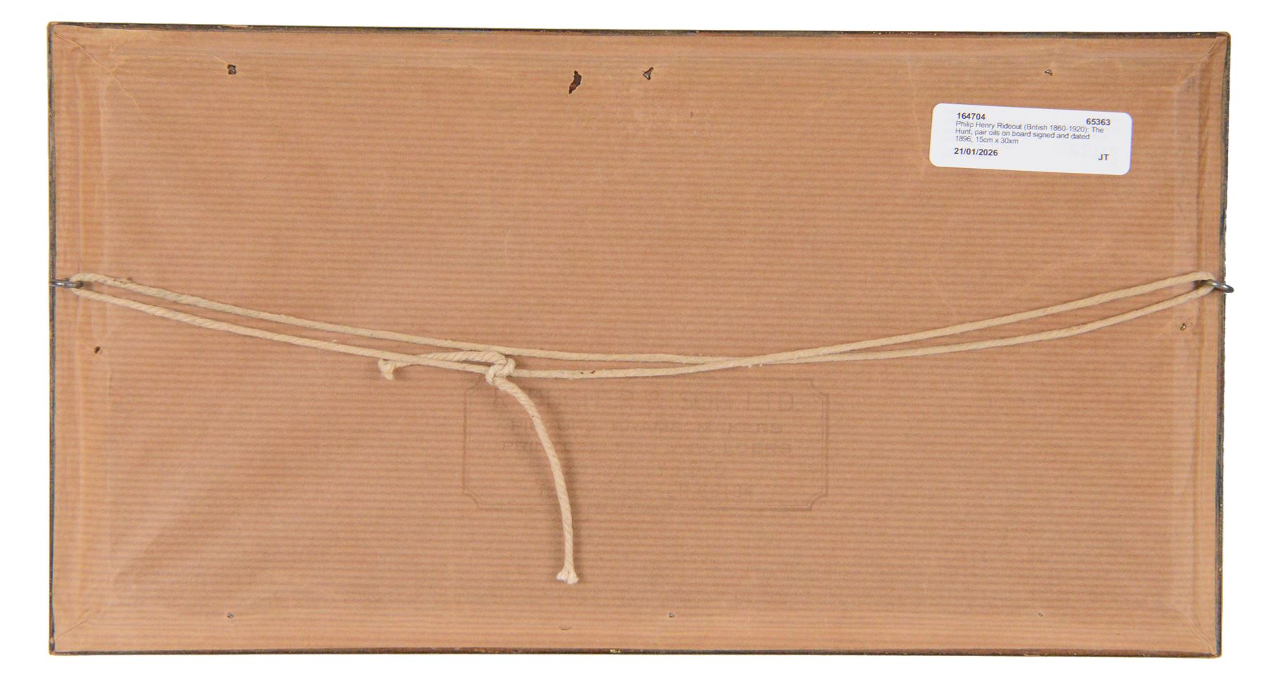 Philip Henry Rideout (British 1860-1920): The Hunt, pair oils on board signed and dated 1896, 15cm x 30cm 