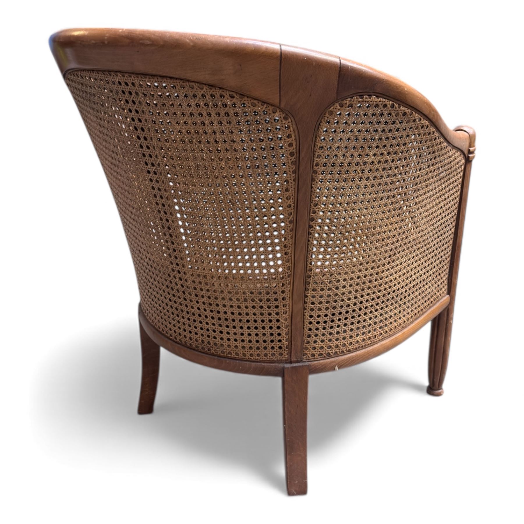 Set of four bergere armchairs with woven rattan back and sides